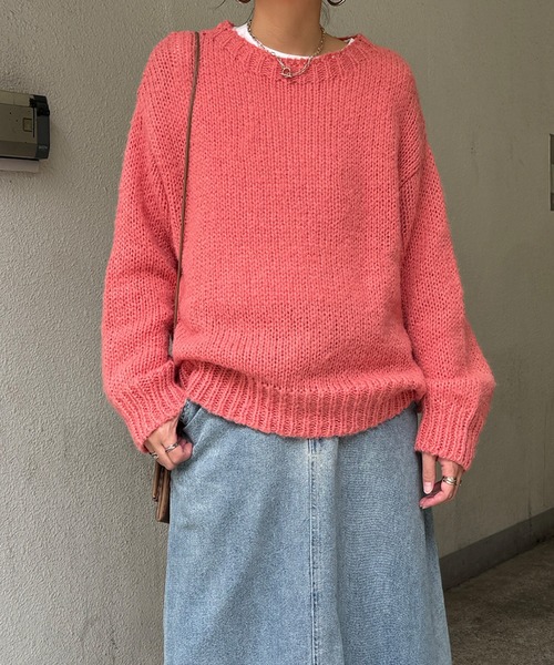 LBC（エルビーシー）の「モヘヤタッチオーバサイズニット（ニット/セーター・レディース・オフホワイト/ブルー/ピンク・M）」の3枚目の写真