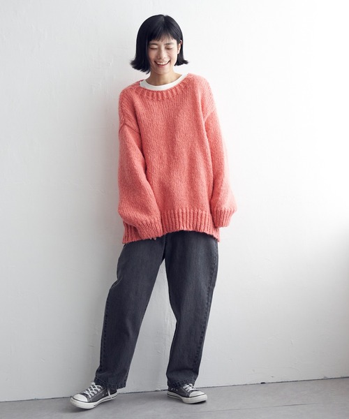 LBC（エルビーシー）の「モヘヤタッチオーバサイズニット（ニット/セーター・レディース・オフホワイト/ブルー/ピンク・M）」の22枚目の写真