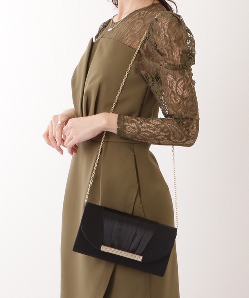 Lace Ladies(レースレディース)の「サテン タック ビジュー付き クラッチ バッグ(クラッチバッグ・レディース・グレー/アイボリー/ブラック・FREE)」の10枚目の写真
