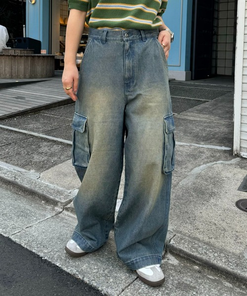 CIAOPANIC TYPY(チャオパニックティピー)の「【UNISEX】ワイドデニムカーゴパンツ/3サイズ展開(カーゴパンツ・メンズ・ブラック/サックスブルー/ブルー/インディゴブルー/ベージュ・MEDIUM/LARGE/SMALL)」の12枚目の写真