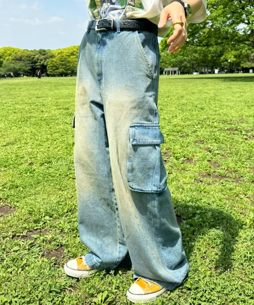 CIAOPANIC TYPY(チャオパニックティピー)の「【UNISEX】ワイドデニムカーゴパンツ/3サイズ展開(カーゴパンツ・メンズ・ブラック/サックスブルー/ブルー/インディゴブルー/ベージュ・MEDIUM/LARGE/SMALL)」の20枚目の写真