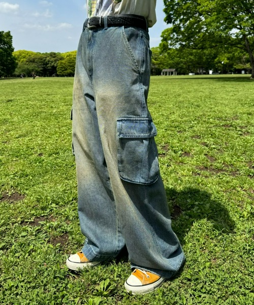 CIAOPANIC TYPY(チャオパニックティピー)の「【UNISEX】ワイドデニムカーゴパンツ/3サイズ展開(カーゴパンツ・メンズ・ブラック/サックスブルー/ブルー/インディゴブルー/ベージュ・MEDIUM/LARGE/SMALL)」の18枚目の写真