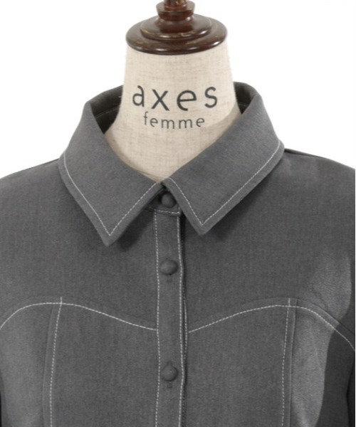 axes femme（アクシーズファム）の「ドロスト袖ハイウエストワンピース（ワンピース・レディース・ブラック/ブルー/グレー・FREE）」の11枚目の写真