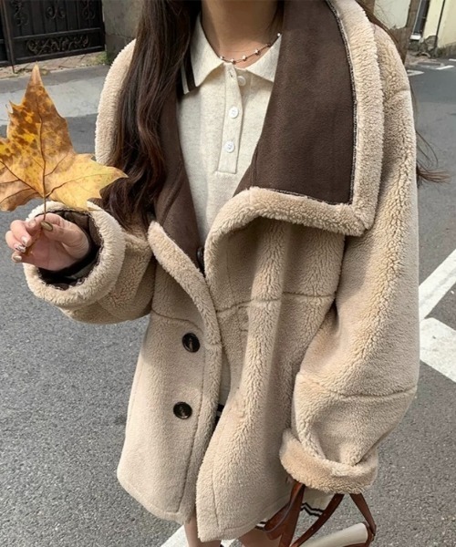 近々出品終了！美品！試着のみ！NKNIT ムートンボアリバーシブルジャケット 楽天市場】NKNIT ブルゾン サイズ:0 23AW リバーシブル フーデッド