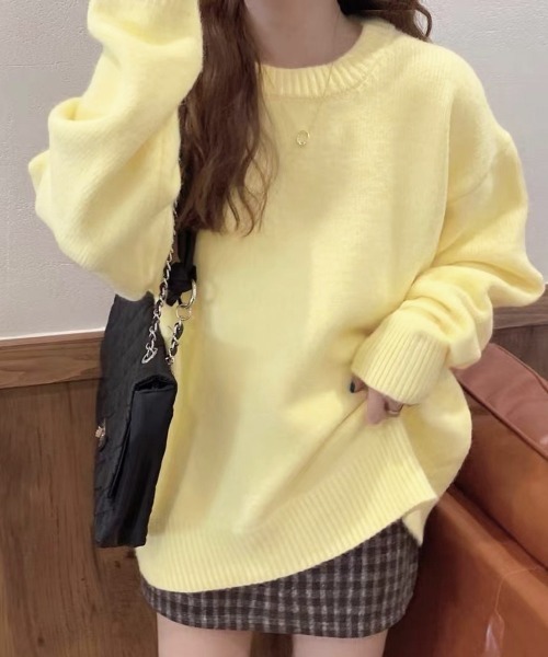 Miniministore(ミニミニストア)の「ニットセーター カラーニット 長袖 秋冬(ニット/セーター・レディース・ライトベージュ/ダークベージュ/ライトイエロー/イエロー/ホワイト/ピンク/パープル・FREE)」の6枚目の写真
