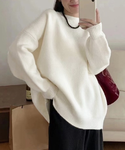 Miniministore(ミニミニストア)の「ニットセーター カラーニット 長袖 秋冬(ニット/セーター・レディース・ライトベージュ/ダークベージュ/ライトイエロー/イエロー/ホワイト/ピンク/パープル・FREE)」の1枚目の写真
