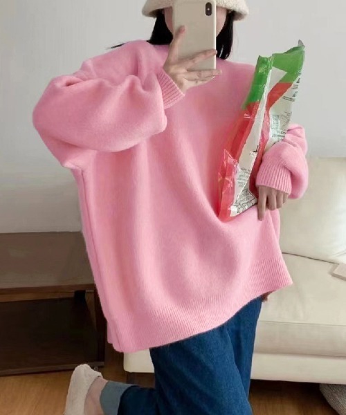 Miniministore(ミニミニストア)の「ニットセーター カラーニット 長袖 秋冬(ニット/セーター・レディース・ライトベージュ/ダークベージュ/ライトイエロー/イエロー/ホワイト/ピンク/パープル・FREE)」の7枚目の写真