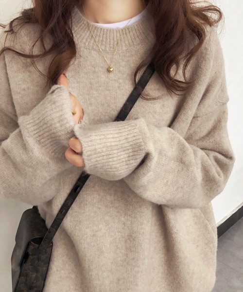 Miniministore(ミニミニストア)の「ニットセーター カラーニット 長袖 秋冬(ニット/セーター・レディース・ライトベージュ/ダークベージュ/ライトイエロー/イエロー/ホワイト/ピンク/パープル・FREE)」の2枚目の写真