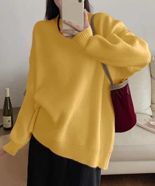 Miniministore(ミニミニストア)の「ニットセーター カラーニット 長袖 秋冬(ニット/セーター・レディース・ライトベージュ/ダークベージュ/ライトイエロー/イエロー/ホワイト/ピンク/パープル・FREE)」の5枚目の写真