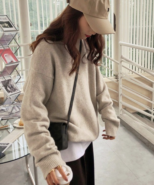 Miniministore(ミニミニストア)の「ニットセーター カラーニット 長袖 秋冬(ニット/セーター・レディース・ライトベージュ/ダークベージュ/ライトイエロー/イエロー/ホワイト/ピンク/パープル・FREE)」の8枚目の写真