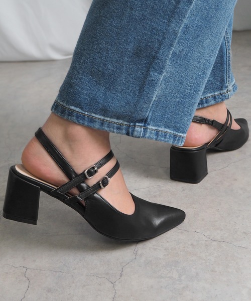 minia(ミニア)の「バックストラップミュール(パンプス・レディース・シルバー/ブラック・L/M/S)」の1枚目の写真