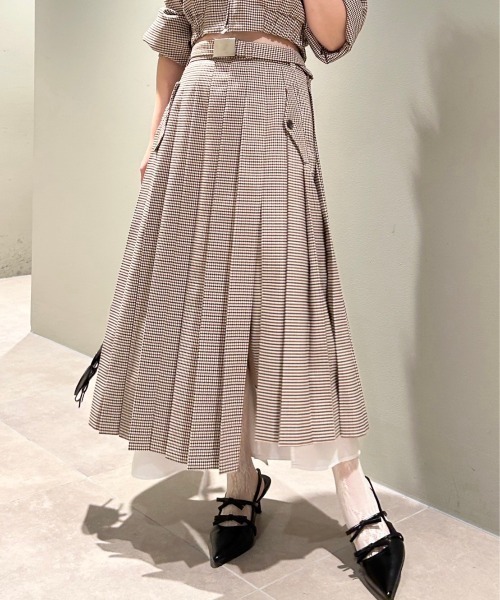 LILY BROWN(リリーブラウン)の「ステップヘムスリットプリーツスカート(スカート・レディース・ベージュ/ネイビー/チェック・0/1)」の11枚目の写真