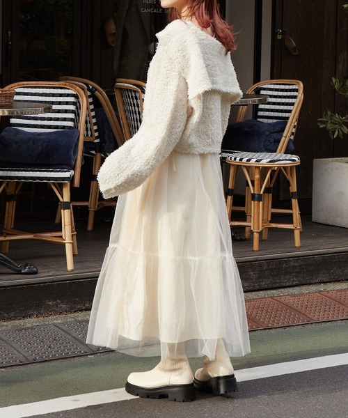 w closet（ダブルクローゼット）の「【２WAY】チュールリバーシブルキャミワンピース（ワンピース・レディース・スミクロ/イエロー/キナリ/サックスブルー/ピンク・FREE）」の7枚目の写真