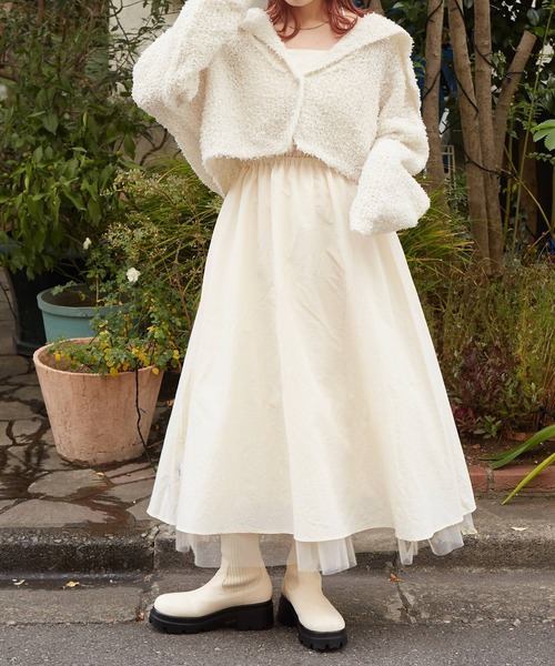 w closet（ダブルクローゼット）の「【２WAY】チュールリバーシブルキャミワンピース（ワンピース・レディース・スミクロ/イエロー/キナリ/サックスブルー/ピンク・FREE）」の12枚目の写真