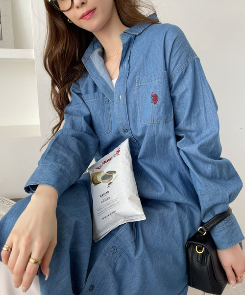 U.S. POLO ASSN.（ユーエスポロアッスン）の「U.S. POLO ASSN.デニムシャツワンピ（ワンピース・レディース・ダークネイビー/ブルー系その他・FREE）」の18枚目の写真