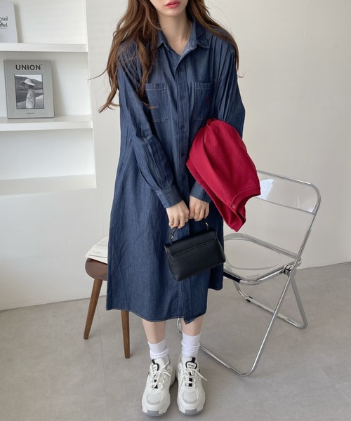 U.S. POLO ASSN.（ユーエスポロアッスン）の「U.S. POLO ASSN.デニムシャツワンピ（ワンピース・レディース・ダークネイビー/ブルー系その他・FREE）」の15枚目の写真