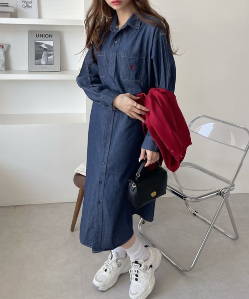 U.S. POLO ASSN.（ユーエスポロアッスン）の「U.S. POLO ASSN.デニムシャツワンピ（ワンピース・レディース・ダークネイビー/ブルー系その他・FREE）」の6枚目の写真