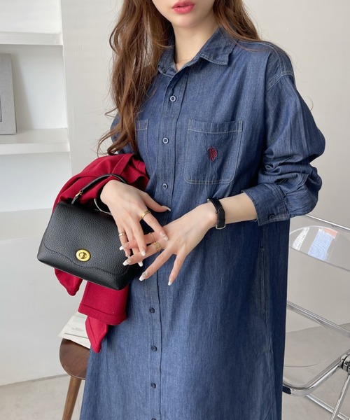 U.S. POLO ASSN.（ユーエスポロアッスン）の「U.S. POLO ASSN.デニムシャツワンピ（ワンピース・レディース・ダークネイビー/ブルー系その他・FREE）」の3枚目の写真