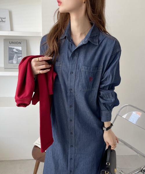 U.S. POLO ASSN.（ユーエスポロアッスン）の「U.S. POLO ASSN.デニムシャツワンピ（ワンピース・レディース・ダークネイビー/ブルー系その他・FREE）」の10枚目の写真