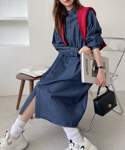 U.S. POLO ASSN.（ユーエスポロアッスン）の「U.S. POLO ASSN.デニムシャツワンピ（ワンピース・レディース・ダークネイビー/ブルー系その他・FREE）」の7枚目の写真