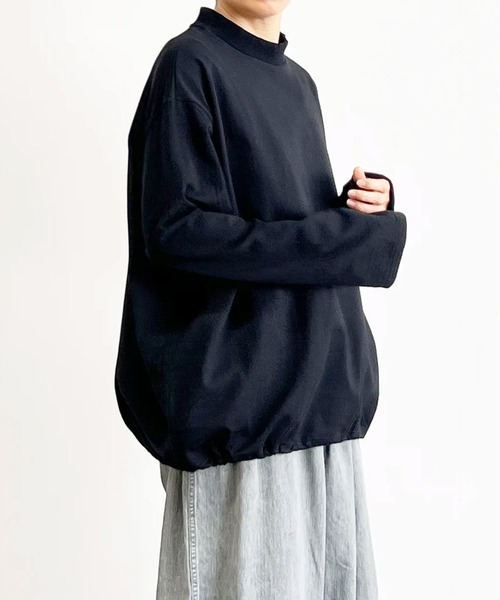 HARVESTY(ハーベスティ)の「HARVESTY / ハーベスティ DRAW CORD MOC NECK L/S TEE ドローコード モックネックLS TEE(Tシャツ/カットソー・レディース・ブラック/オフホワイト/ピンク・1/2)」の2枚目の写真