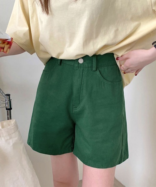 Miniministore(ミニミニストア)の「ハイウエスト カラーショートパンツ 韓国(チノパンツ・レディース・ダークグリーン/ピンク/ライトブルー/ブラック/オレンジ/ベージュ・L/S/M)」の4枚目の写真