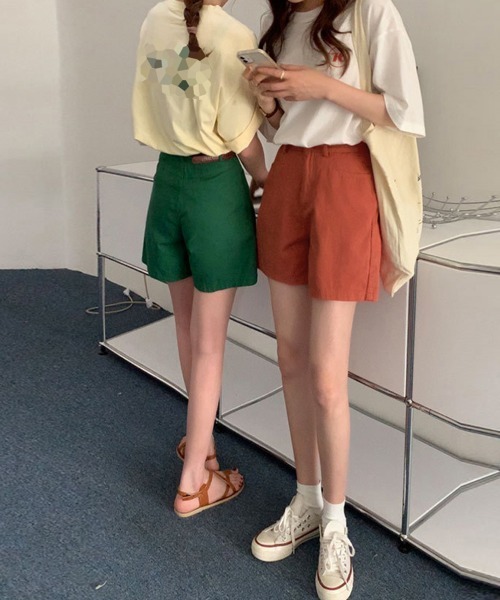 Miniministore(ミニミニストア)の「ハイウエスト カラーショートパンツ 韓国(チノパンツ・レディース・ダークグリーン/ピンク/ライトブルー/ブラック/オレンジ/ベージュ・L/S/M)」の7枚目の写真