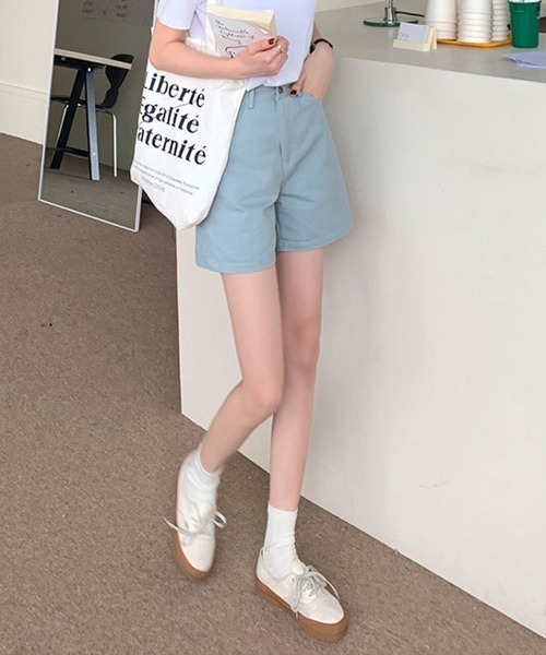 Miniministore(ミニミニストア)の「ハイウエスト カラーショートパンツ 韓国(チノパンツ・レディース・ダークグリーン/ピンク/ライトブルー/ブラック/オレンジ/ベージュ・L/S/M)」の11枚目の写真