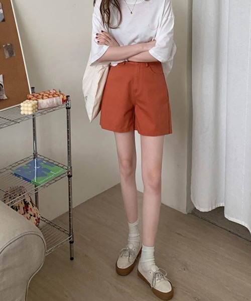 Miniministore(ミニミニストア)の「ハイウエスト カラーショートパンツ 韓国(チノパンツ・レディース・ダークグリーン/ピンク/ライトブルー/ブラック/オレンジ/ベージュ・L/S/M)」の12枚目の写真