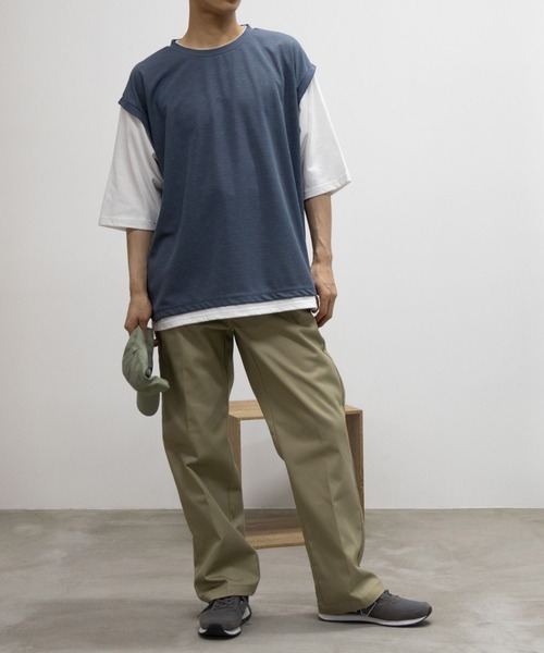 URBAN COLLECTION（アーバンコレクション）の「URBAN COLLECTION 梨地フェイクベストレイヤードTシャツ（Tシャツ/カットソー・メンズ・ライトグレー/ブルー/チャコールグレー・S/XL/L/M）」の12枚目の写真