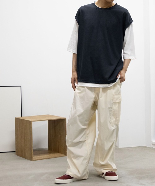 URBAN COLLECTION（アーバンコレクション）の「URBAN COLLECTION 梨地フェイクベストレイヤードTシャツ（Tシャツ/カットソー・メンズ・ライトグレー/ブルー/チャコールグレー・S/XL/L/M）」の5枚目の写真