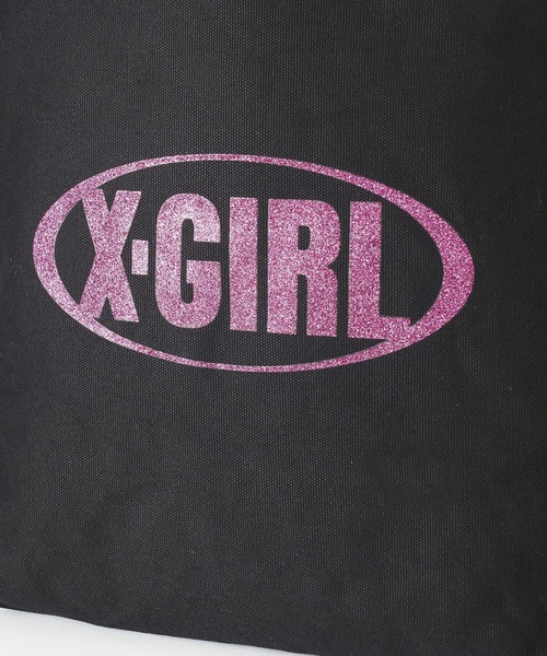 X-girl（エックスガール）の「GLITTER OVAL LOGO CANVAS TOTE BAG（トートバッグ・レディース・ブラック/ホワイト・ONE SIZE）」の8枚目の写真