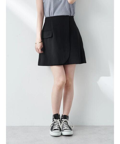 earth music&ecology（アースミュージックアンドエコロジー）の「ラップミニスカート（スカート・レディース・ライトブルー/ライトベージュ/ブラック・M/S）」の4枚目の写真