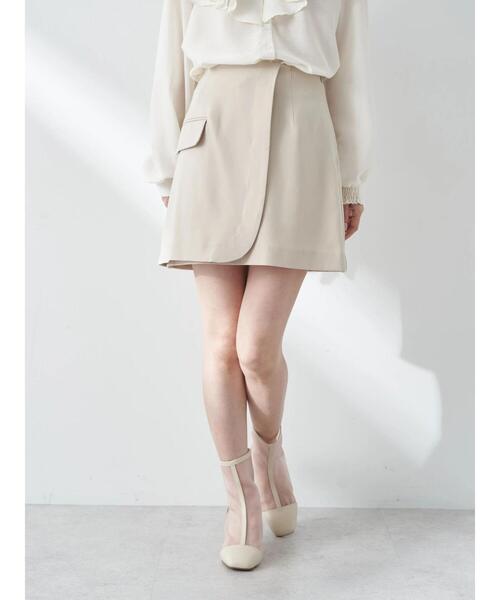 earth music&ecology（アースミュージックアンドエコロジー）の「ラップミニスカート（スカート・レディース・ライトブルー/ライトベージュ/ブラック・M/S）」の5枚目の写真