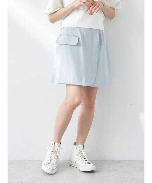 earth music&ecology（アースミュージックアンドエコロジー）の「ラップミニスカート（スカート・レディース・ライトブルー/ライトベージュ/ブラック・M/S）」の6枚目の写真