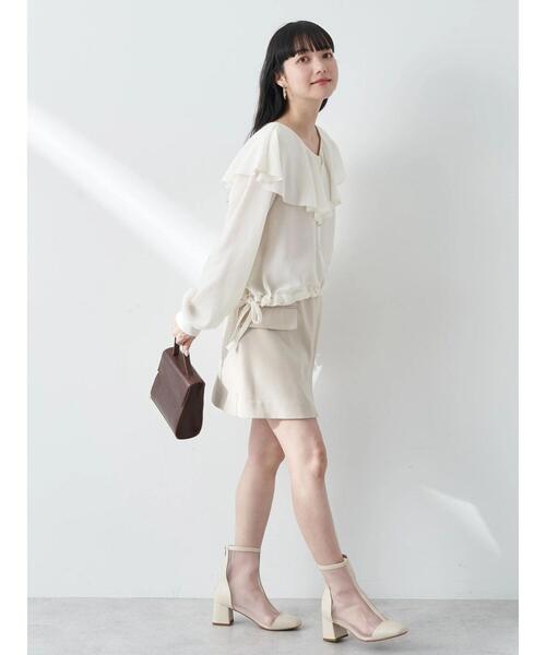 earth music&ecology（アースミュージックアンドエコロジー）の「ラップミニスカート（スカート・レディース・ライトブルー/ライトベージュ/ブラック・M/S）」の12枚目の写真