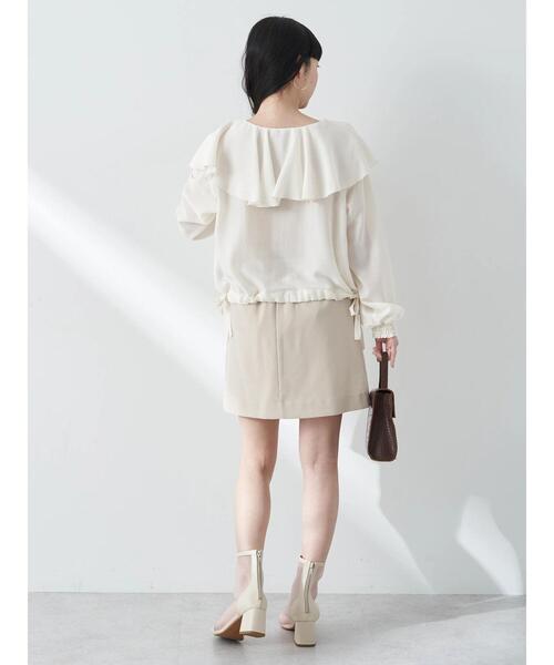 earth music&ecology（アースミュージックアンドエコロジー）の「ラップミニスカート（スカート・レディース・ライトブルー/ライトベージュ/ブラック・M/S）」の13枚目の写真