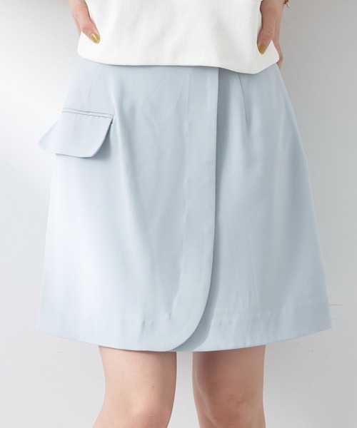 earth music&ecology（アースミュージックアンドエコロジー）の「ラップミニスカート（スカート・レディース・ライトブルー/ライトベージュ/ブラック・M/S）」の3枚目の写真