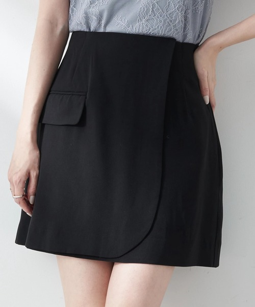 earth music&ecology（アースミュージックアンドエコロジー）の「ラップミニスカート（スカート・レディース・ライトブルー/ライトベージュ/ブラック・M/S）」の2枚目の写真