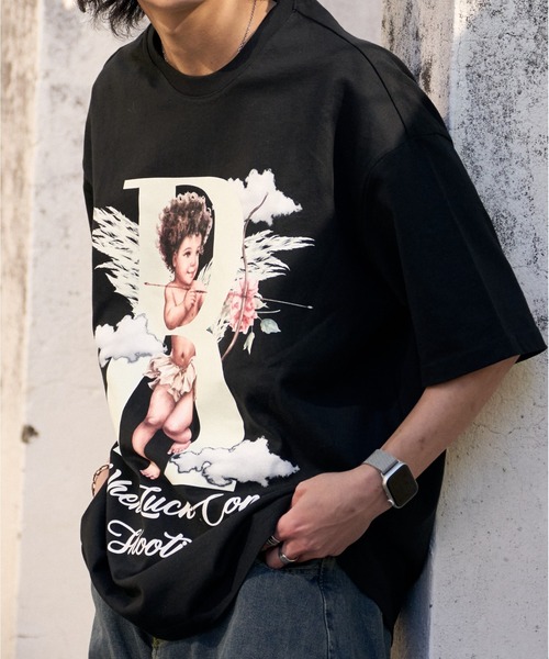 MEDM 半袖 Tシャツ ロゴ エンジェル プリント 大人気 男女兼用 cupid angel print Short Sleeve T-shirt ユニセックス男女兼用