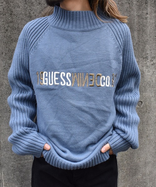 【ヴィンテージ古着】90's GUESS JEANS モックネック アクリルニット（ニット/セーター）｜Guess（ゲス）
