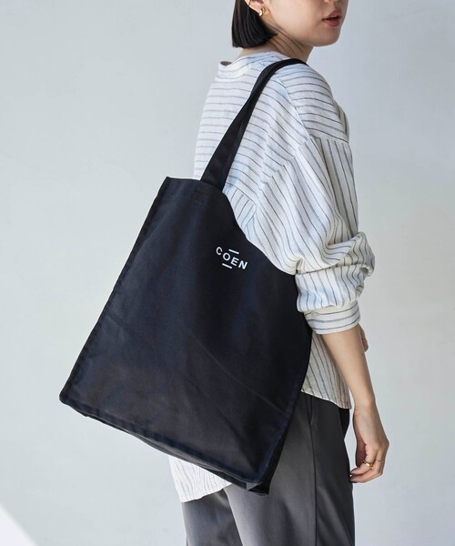 coen（コーエン）の「COENロゴマチ付きトートバッグ（トートバッグ・レディース・オフホワイト/ブラック・FREE）」の3枚目の写真