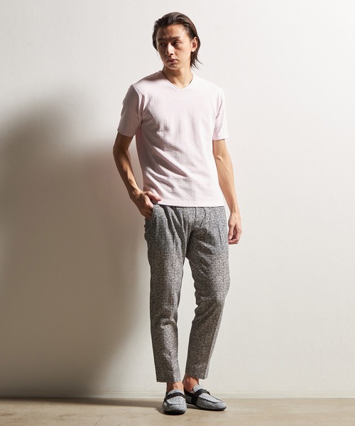 HIDEAWAYS NICOLE(ハイダウェイニコル)の「バスケットリンクスVネック半袖プルオーバー(Tシャツ/カットソー・メンズ・オフホワイト/ブラック/シルバーグレー/ネイビー/ピンク・MEDIUM/LARGE/X-LARGE)」の15枚目の写真