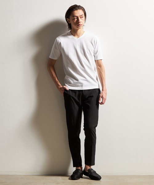 HIDEAWAYS NICOLE(ハイダウェイニコル)の「バスケットリンクスVネック半袖プルオーバー(Tシャツ/カットソー・メンズ・オフホワイト/ブラック/シルバーグレー/ネイビー/ピンク・MEDIUM/LARGE/X-LARGE)」の16枚目の写真