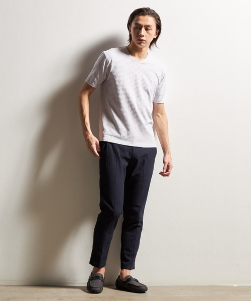 HIDEAWAYS NICOLE(ハイダウェイニコル)の「バスケットリンクスVネック半袖プルオーバー(Tシャツ/カットソー・メンズ・オフホワイト/ブラック/シルバーグレー/ネイビー/ピンク・MEDIUM/LARGE/X-LARGE)」の17枚目の写真