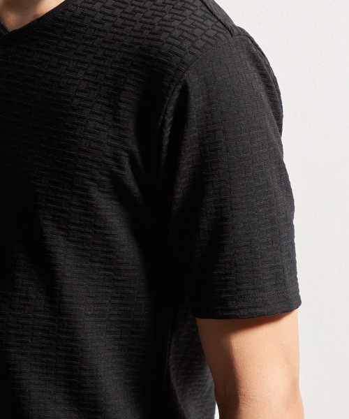 HIDEAWAYS NICOLE(ハイダウェイニコル)の「バスケットリンクスVネック半袖プルオーバー(Tシャツ/カットソー・メンズ・オフホワイト/ブラック/シルバーグレー/ネイビー/ピンク・MEDIUM/LARGE/X-LARGE)」の8枚目の写真