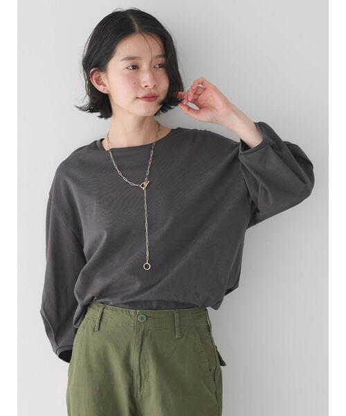 AMERICAN HOLIC(アメリカンホリック)の「UVカット7分袖タックプルオーバー(Tシャツ/カットソー・レディース・チャコールグレー/オフホワイト/その他7・M/L)」の10枚目の写真
