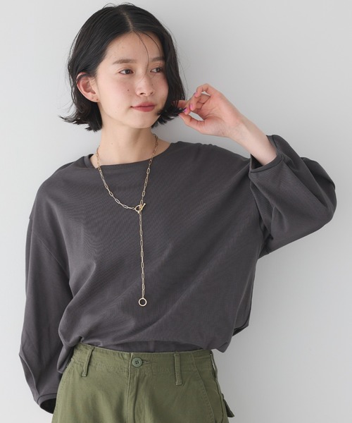 AMERICAN HOLIC(アメリカンホリック)の「UVカット7分袖タックプルオーバー(Tシャツ/カットソー・レディース・チャコールグレー/オフホワイト/その他7・M/L)」の2枚目の写真