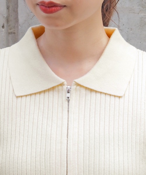 tiptop(ティップトップ)の「ダブルジップ半袖リブトップス(ニット/セーター・レディース・ブラック系その他/アイボリー/ブラック/サックスブルー/ホワイト系その他/レッド/ホワイト系その他2/ブラック系その他2・FREE)」の15枚目の写真