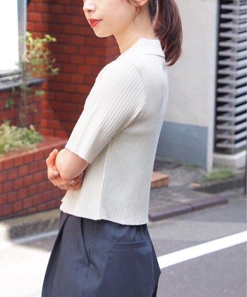 tiptop(ティップトップ)の「ダブルジップ半袖リブトップス(ニット/セーター・レディース・ブラック系その他/アイボリー/ブラック/サックスブルー/ホワイト系その他/レッド/ホワイト系その他2/ブラック系その他2・FREE)」の12枚目の写真